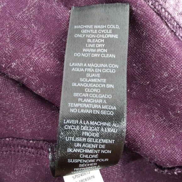 Chicos Shirt Womens Size 2 Purple Floral Asymmetrical Hem Line Short Sleeve Top - Picture 7 of 7